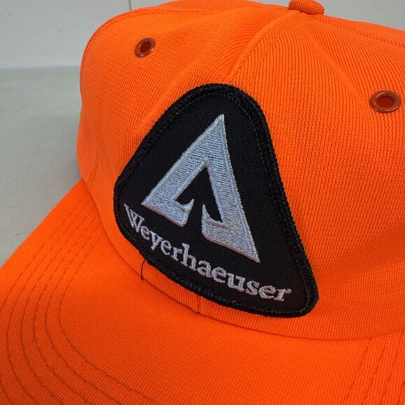 Rare Weyerhaeuser Vintage Hunters Orange Trucker SnapBack Hat Made In USA EUC - Picture 2 of 9
